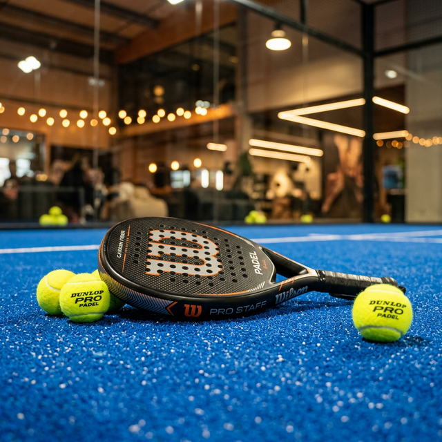 Premium carbon fiber padel racket and balls